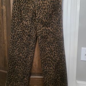 Leopard Print Wide Leg Pants - Brown & Black